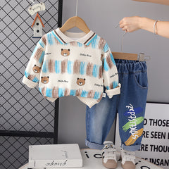 RM0608-20 طقم ولادي قطعتين ( بلوزة قطنية + بنطلون جينز )