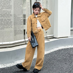 WZH191124-32 طقم جينز قطعتين ( جكيت + بنطلون)