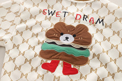 SSX220824-152 طقم ولادي قطني 3 قطع ( بلوزة+ جكيت + بنطلون ) ربيعي خريفي