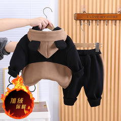 SSX220824-35 ترينج شتوي خريفي تقيل مبطن فرو قطعتين ( جكيت + بنطلون)