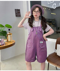 RM150424-15 طقم بناتي صيفي قطعتين ( بلوزة + افرهول)