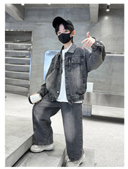 WZH301124-34 طقم ولادي جينز قطعتين ( جكيت + بنطلون)