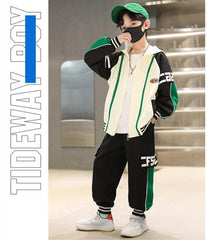 WZS040924-15 طقم ولادي قطني قطعتين تريننج ( جكيت + بنطلون)