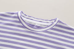 SSN040924-30 طقم افرهول جينز بناتي شورت قطعتين ( بلوزة قطن + افرهول جينز )