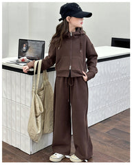 WZH191124-2 ترينج شتوي تقيل مبطن فرو (جكيت+ بنطلون)