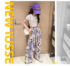 RM150424-12 طقم صيفي بناتي قطعتين ( بلوزة + بنطلون )