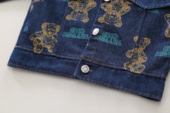 SSN040924-4 طقم جينز ولادي خريفي ربيعي 3 قطع ( بلوزة قطن + جكيت جينز + بنطلون جينز )