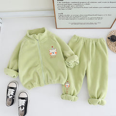 SSX220824-15 بجامة شتوي ولادي بناتي خامة ممتازة غسيل ولبس قطعتين ( جكيت + بنطلون)