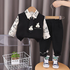 SSX220824-118 طقم ولادي 4 قطع ( قميص + فست صوف + جرافة + بنطلون )