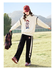 RM090424-3 بدلة سبورت قطني بناتي 3 قطع ( بلوزة + جكيت + بنطلون )