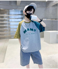 FU14042024-60 طقم ولادي صيفي قطعتين ( بلوزة + بنطلون)