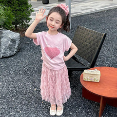 RM150424-37 طقم بناتي صيفي ( بلوزة + تنورة)