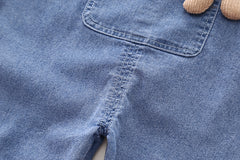 SSN040924-30 طقم افرهول جينز بناتي شورت قطعتين ( بلوزة قطن + افرهول جينز )