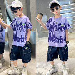 FU14042024-13 طقم ولادي قطعتين ( بلوزة + بنطلون)