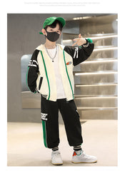 WZS040924-15 طقم ولادي قطني قطعتين تريننج ( جكيت + بنطلون)