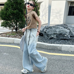 RM150424-22 طقم بناتي صيفي قطعتين ( بلوزة + بنطلون)