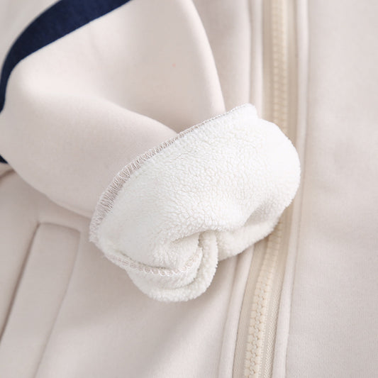 SSX220824-27 طقم ولادي شتوي تقيل مبطن فرو بالكامل قطعتين ( بلوزة + بنطلون)