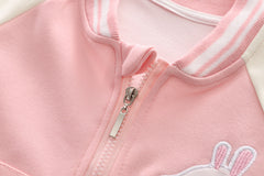 SSN040924-56 طقم بناتي ربيعي خريفي قطن تقيل 3 قطع ( جكيت + بنطلون + حقيبة)