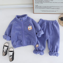 SSX220824-15 بجامة شتوي ولادي بناتي خامة ممتازة غسيل ولبس قطعتين ( جكيت + بنطلون)