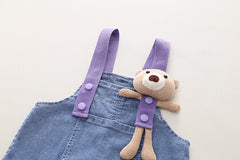 SSN040924-30 طقم افرهول جينز بناتي شورت قطعتين ( بلوزة قطن + افرهول جينز )