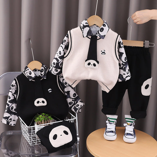 SSX220824-117 طقم 4 قطع ( قميص + فست صوف+ كرافة + بنطلون)