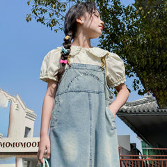 RM150424-34 فستان جينز بناتي مع قميص