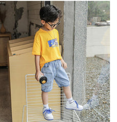 FU14042024-34 طقم ولادي قطعتين ( بلوزة + بنطلون جينز )