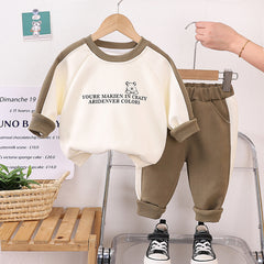 SSX220824-176 طقم قطني ولادي وبناتي قطعتين ( بلوزة + بنطلون ) خريفي ربيعي