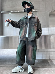 WZH301124-24 طقم جينز ولادي قطعتين ( جكيت + بنطلون)