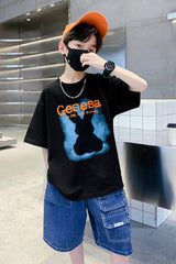 FU14042024-66 طقم ولادي صيفي قعطتين ( بلوز + بنطلون جينز)