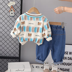 RM0608-20 طقم ولادي قطعتين ( بلوزة قطنية + بنطلون جينز )