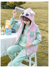 HBC040924-9 طقم بناتي شتوي تقيل مبطن فرو بالكامل 3 قطع ( بلوزة + فست + بنطلون)