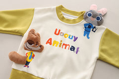 SSX220824-102 طقم قطن اصلي ربيعي خريفي قطعتين (بلوزة + بنطلون)