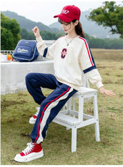 RM090424-10 بدلة قطنية رياضيه قطعتين ( بلوزة + بنطلون )