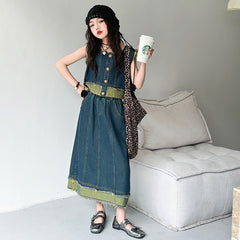 RM150424-29 طقم بناتي جينز صيفي قطعتين ( بلوزة + تنورة )