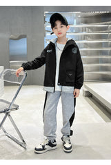 WZ261124-12 بدلة ولادي قطن مع ستان قطعتين ( جكيت + بنطلون ) ربيعي صيفي خريفي