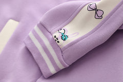 SSN040924-7 طقم بناتي قطن دافي خريفي ربيعي 3 قطع ( جكيت + بنطلون + حقيبة )