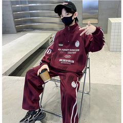 WZH301124-14 ترنج قطن خريفي ربيعي دافي قطعتين ( بلوزة + بنطلون )