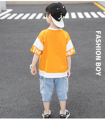 FU14042024-64 طقم ولادي صيفي قطعتين ( بلوزة + بنطلون)