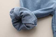 SSX220824-145 طقم ولادي 3 قطع ( جكيت جينز + بنطلون جينز + بلوزة )