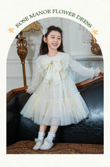 RM1231-03 فستان بناتي مزين بالبرق والشيفون مع ببيونة ستان