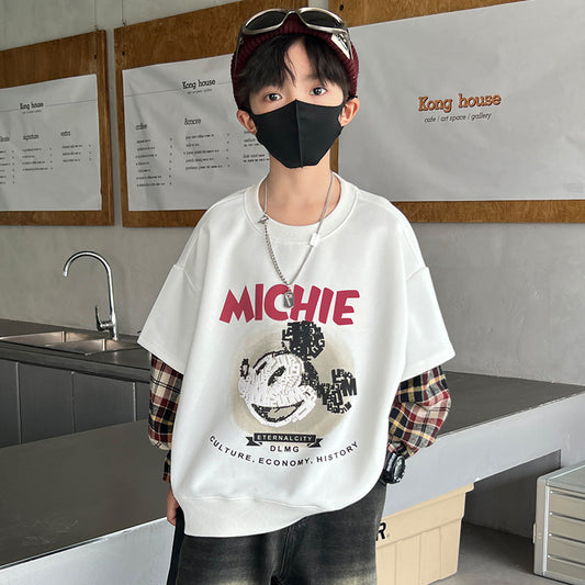 WZH301124-22 هودي ولادي قطن ميكي