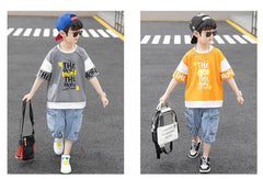 FU14042024-64 طقم ولادي صيفي قطعتين ( بلوزة + بنطلون)