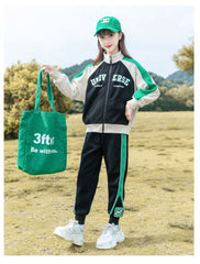 HBC040924-14 طقم بناتي قطن تقيل خريفي ربيعي قطعتين ( جكيت + بنطلون)