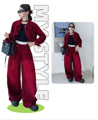 WZH191124-30 طقم بناتي قطعتين ( جكيت + بنطلون)