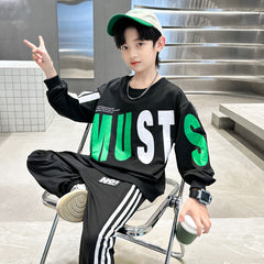 WZS040924-6 طقم ولادي قطني خريفي ربيعي قطعتين ( بلوزة + بنطلون)