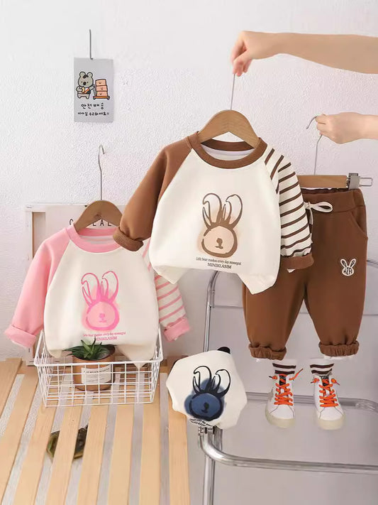 SSN040924-43 طقم ولادي قطن دافي خريفي ربيعي قطعتين (بلوزة + بنطلون )