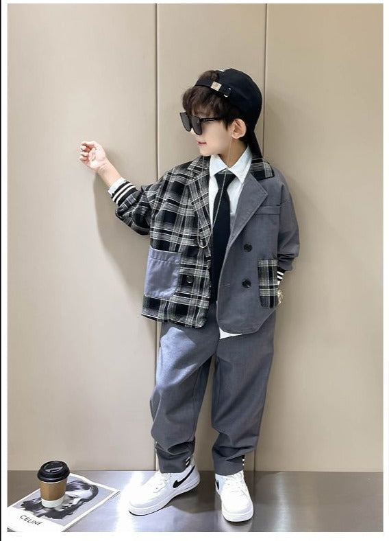 RM1227-19 بدلة ولادي قطعتين ( جكيت + بنطلون )