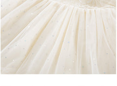 RM1231-04 فستان بناتي اوف وايت مزين باللؤلؤ و والدانتيل المطرز واللميع