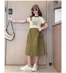 RM150424-24 طقم بناتي صيفي قطعتين ( بلوزة + تنورة )